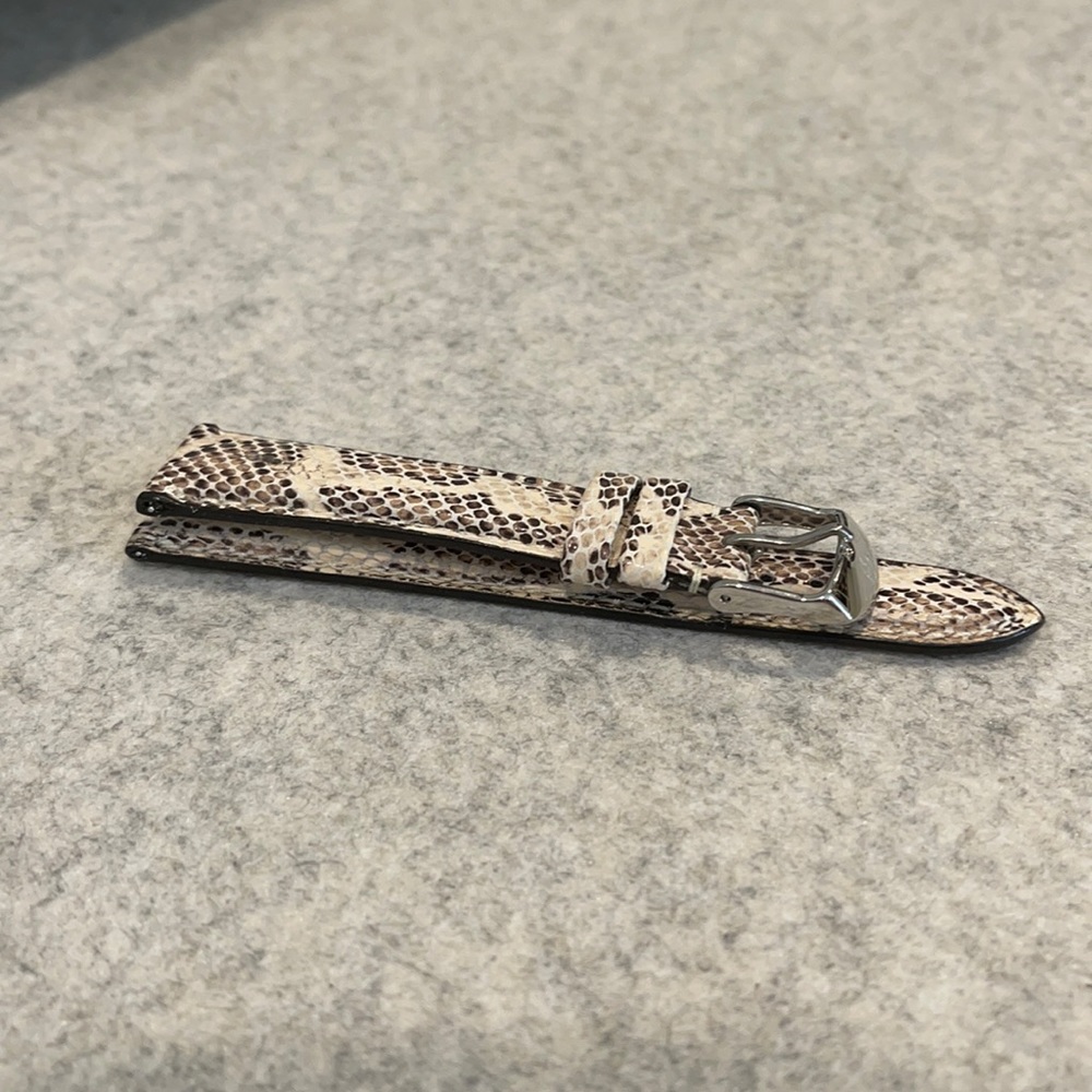 New 18MM Michele Strap Crm Leather Snake Embossed
